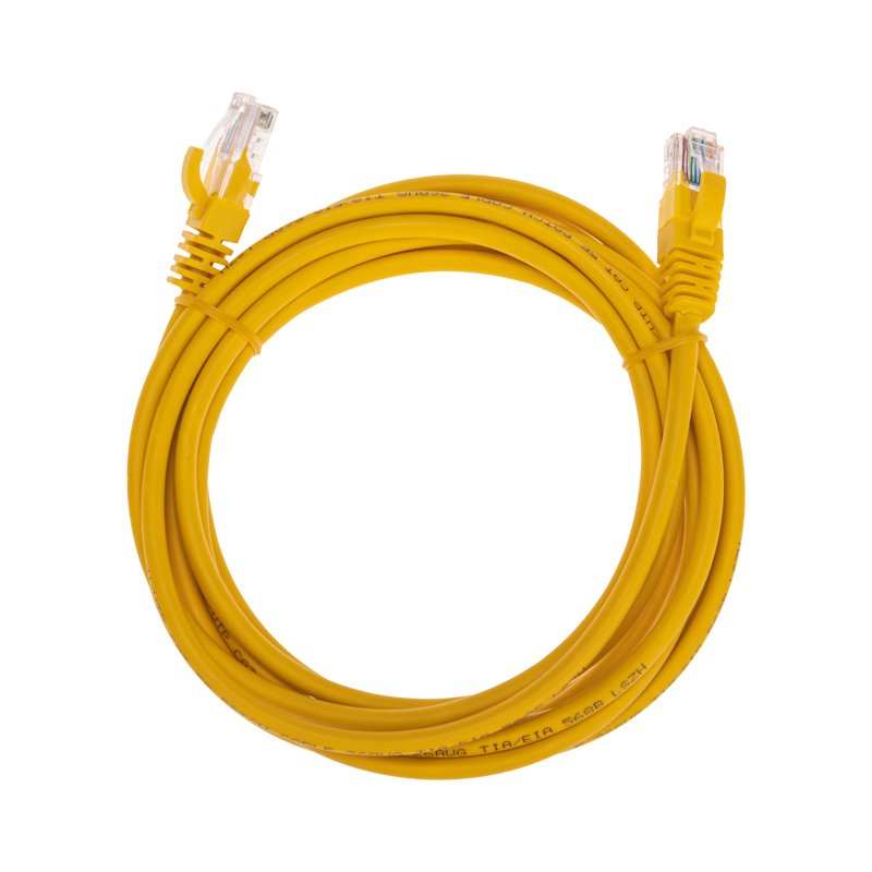 Патч-корд UTP кат.5e, 3 м, RJ45-RJ45, желтый, CU, LSZH, REXANT (02-0105-3)