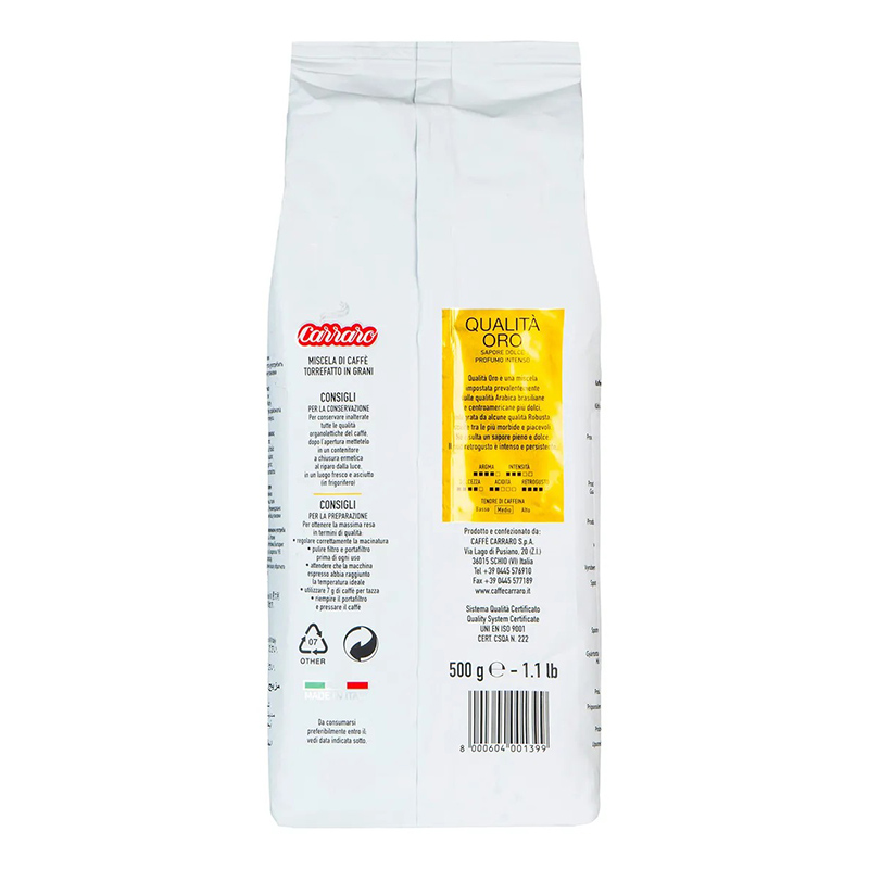 Кофе в зернах Carraro Qualita Oro 500g 8000604001399 в Москвe