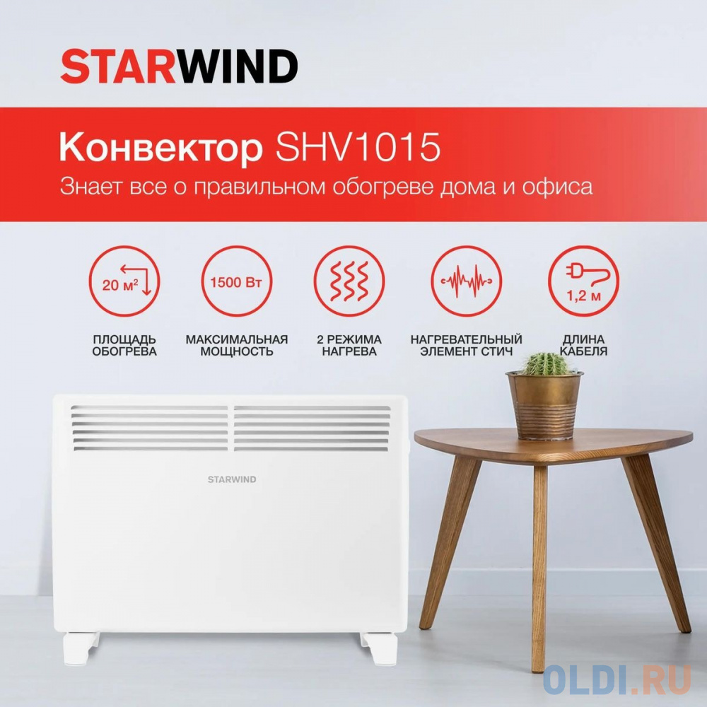 Конвектор Starwind SHV1015 1500Вт белый