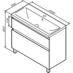 Тумба с раковиной Am.Pm X-Joy 100 напольная, белый глянец (M85AFSX1002WG, M85AWCC1002WG)