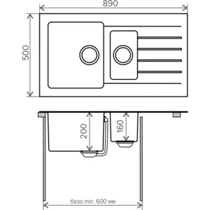 Кухонная мойка Tolero Twist TTS-890K №001 серый металлик (474490) в Москвe