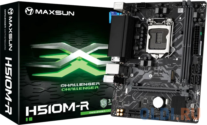 Материнская плата Maxsun <MS-Challenger H510M-R> LGA1200 <H510> 1*PCIEx16, 1*PCIEx1, 1*M.2 , 4*SATA3, VGA+HDMI, mATX, 2*DDR4 в Москвe