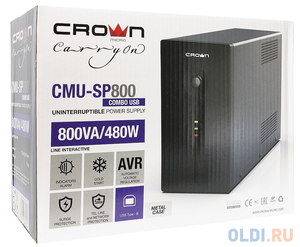 ИБП Crown CMU-SP800 COMBO USB 800VA в Москвe