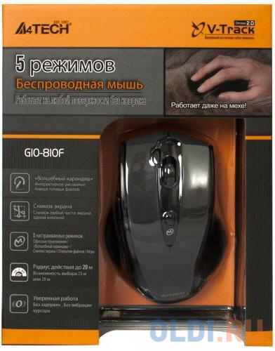 Мышь беспроводная A4TECH V-Track G10-810FS чёрный USB в Москвe