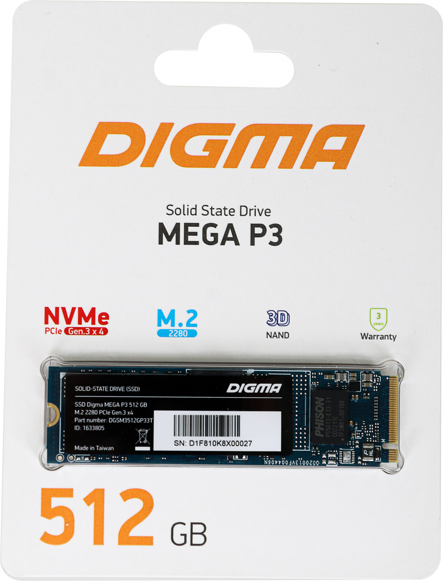 Накопитель SSD Digma 512Gb (DGSM3512GP33T)