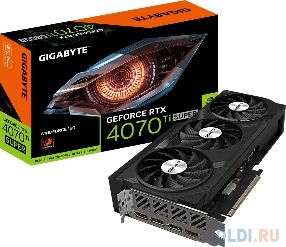 Видеокарта Gigabyte RTX4070Ti SUPER WINDFORCE 16GB GDDR6X 256bit 3xDP HDMI 3FAN RTL в Москвe