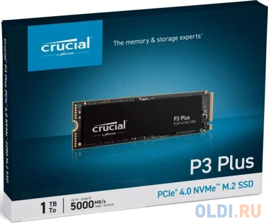 Твердотельный накопитель SSD M.2 Crucial 1.0Tb P3 Plus <CT1000P3PSSD8> (PCI-E 4.0 x4, up to 5000/3600MBs, 3D NAND, NVMe, 220TBW, 22х80mm) в Москвe