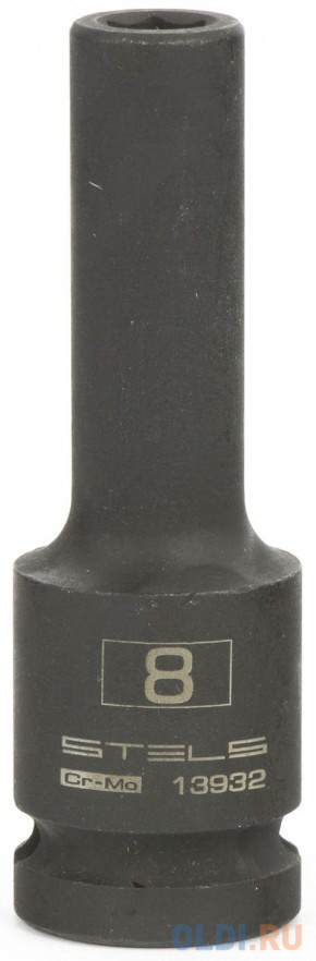 Головка ударная удлиненная шестигранная, 8 мм, 1/2", CrMo // Stels