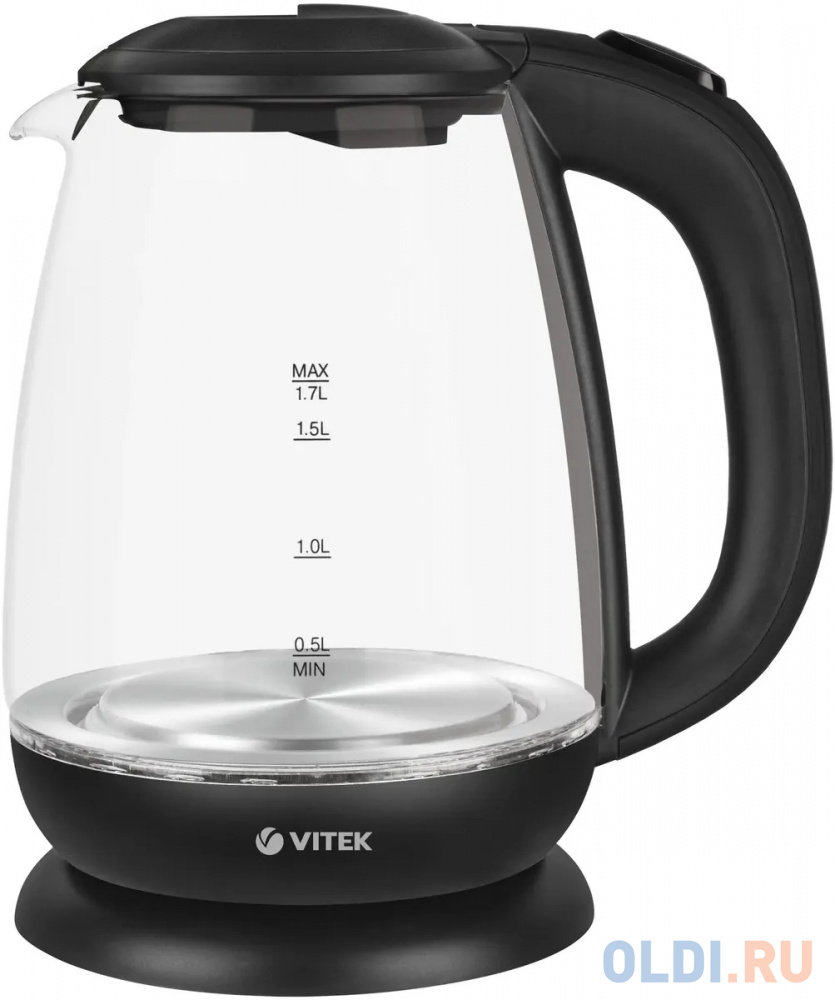 Чайник электрический Vitek VT-1173, 2200Вт, прозрачный и черный в Москвe