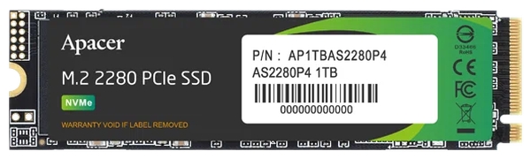 Накопитель SSD Apacer M.2 PCIE 1TB (AP1TBAS2280P4-1)
