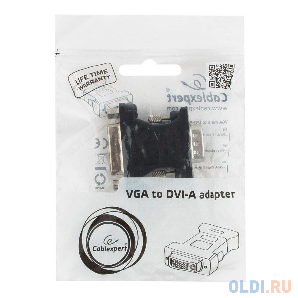 Cablexpert Переходник VGA-DVI, 15M/25F, черный, пакет (A-VGAM-DVIF-01)