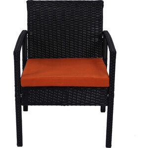 Набор мебели Garden story Бостон NEW (стол+2кресла+диван ротанг черный, подушки оранжевые) (SFS002/2)