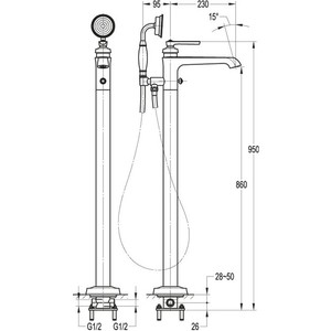 Смеситель для ванны Cezares Liberty (LIBERTY-F-VDP-01)