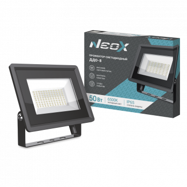 Прожектор светодиодный Neox ДДО-8, 50Вт, 5250лм, 6500K, IP65, серый (4690612033990)