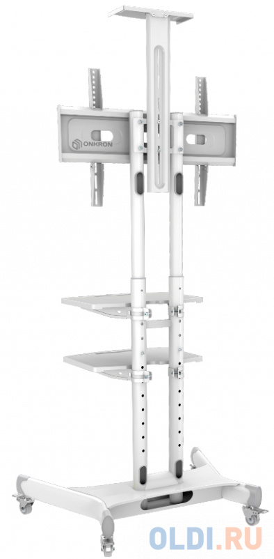 Мобильная стойка ONKRON на 1 ТВ/ 32-65" от 200х200 до 400х600 наклон 0? поворот 0? макс нагр 45,5кг Высота 1200-1500мм, кабель-канал, 2 полки, ре