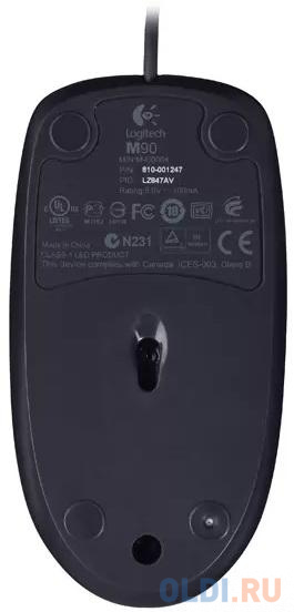 Мышь проводная Logitech M90 чёрный USB