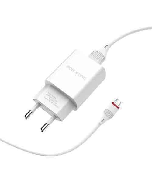 Сетевое зарядное устройство+кабель Micro-USB Borofone BA20A Sharp, 1USB, 2.1A, белый (00735)