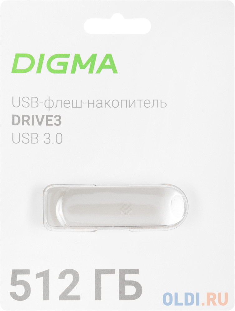 Флеш Диск Digma 512Gb DRIVE3 DGFUM512A30SR USB3.0 серебристый в Москвe