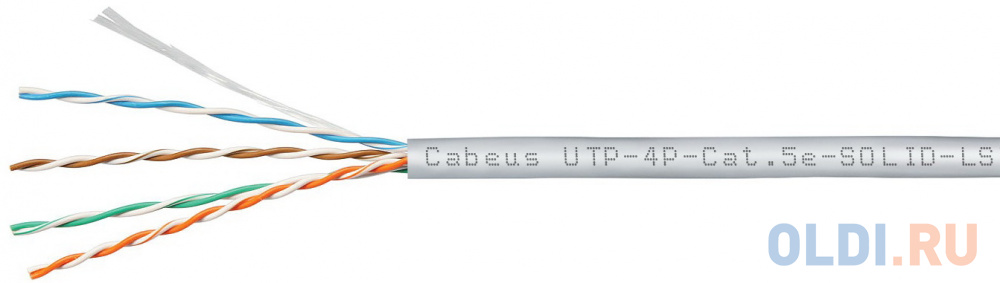 Cabeus UTP-4P-Cat.5e-SOLID-LSZH-GY-LIGHT Кабель витая пара UTP (U/UTP), категория 5e, 4 пары 0,47мм (24 AWG), LSZH, нг(А)-HF, серый, (305 м)