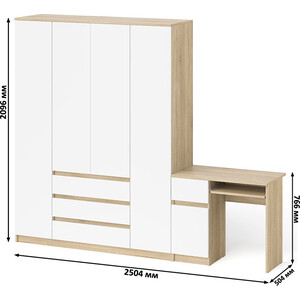 Комплект СВК Мори Стол компьютерный МС-1 левый + Шкаф МШ1600.1, цвет дуб сонома/белый в Москвe
