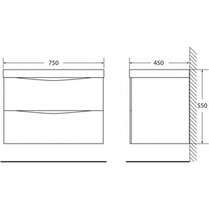 Тумба с раковиной BelBagno Marino 75 bianco lucido (MARINO-750-2C-SO-BL-P, BB750/450-LV-MR-PR)