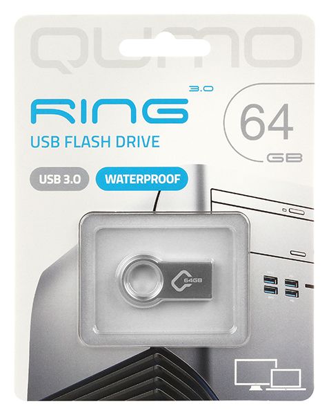 Флешка Qumo Ring 64Gb USB 3.0 Metallic (QM64GUD3-Ring) в Москвe