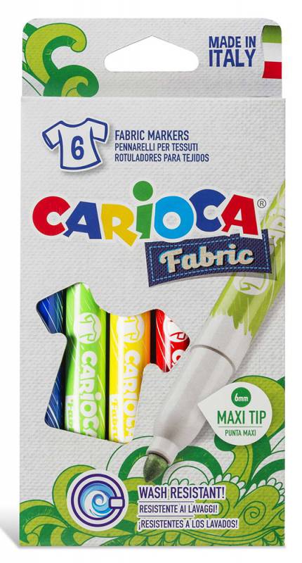 Фломастеры для ткани Carioca Cromatex 6 цветов 40956 (12 шт. в уп-ке)