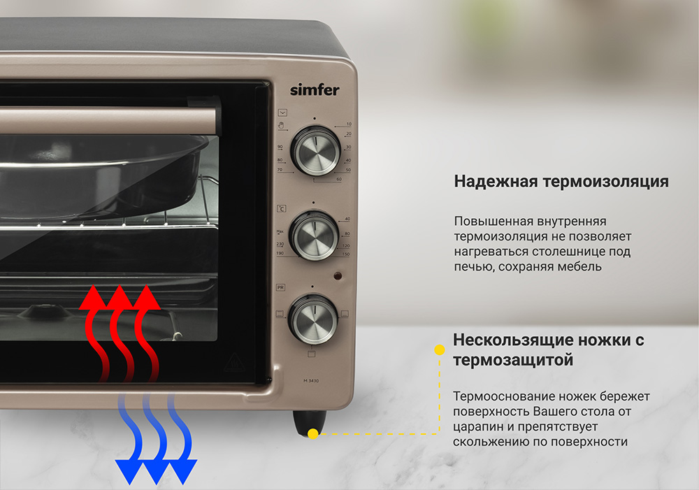 Мини-печь Simfer M3430 ALBENI Comfort, 3 режима работы в Москвe