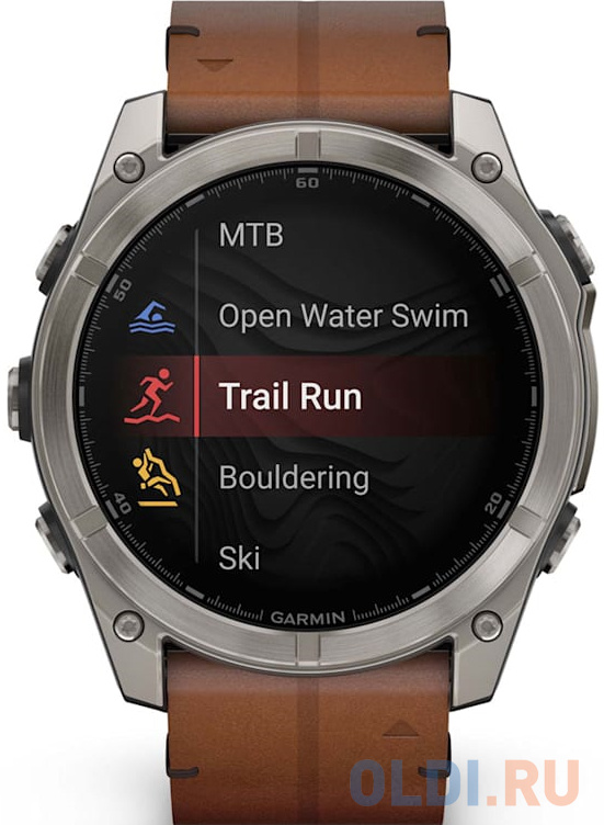 Смарт-часы Garmin Fenix 8 AMOLED Sapphire титановый серый, каштановый кожаный ремешок 51мм в Москвe