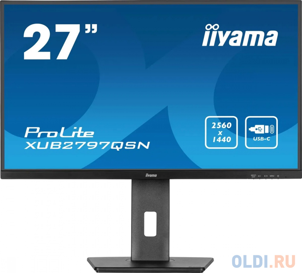 LCD IIYAMA 27&quot; XUB2797QSN-B1 черный {IPS 2560x1440 100Hz 1ms 250cd HDMI DisplayPort USB m/m HAS Pivot}