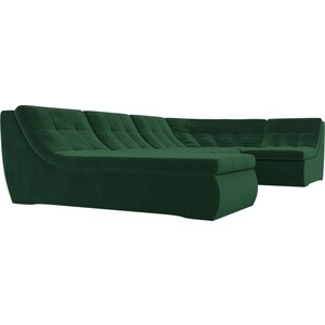 Модульный диван Лига Диванов Холидей велюр зеленый п-образный
