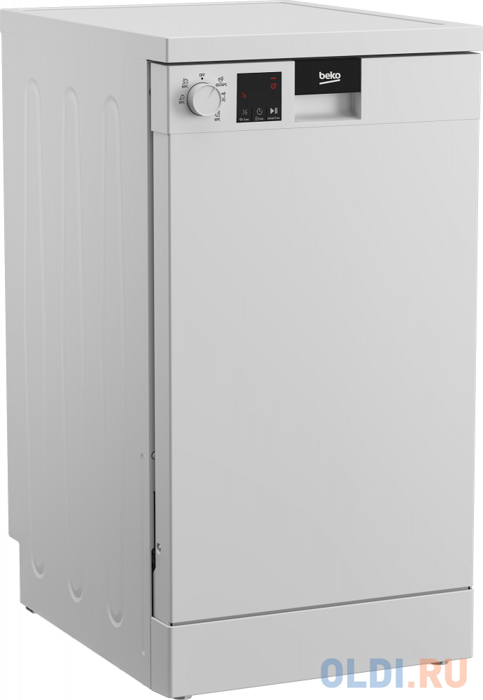 Посудомоечная машина Beko DVS050R01W,  узкая, напольная, 44.8см, загрузка 10 комплектов, белая [7656208335]