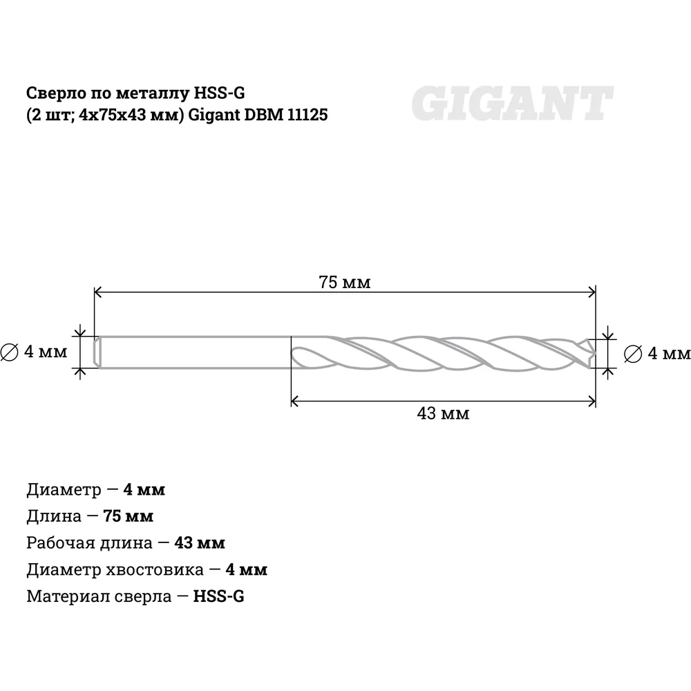 Сверло по металлу Gigant