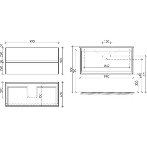 Тумба с раковиной Sancos Cento 100 два ящика, белый глянец (CN100W, CN7003)