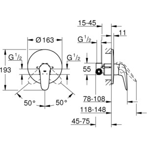 Смеситель для душа Grohe Eurostyle с механизмом (23725003) в Москвe