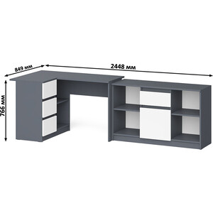 Комплект СВК Мори Стол компьютерный МС-16 левый + Тумба МТВ1204.1, цвет графит/белый