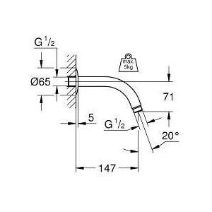 Кронштейн для верхнего душа Grohe Relaxa вынос 152 мм (28541000) в Москвe