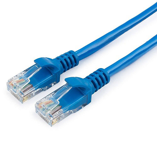 Патч-корд UTP кат.5e, 0.5м, RJ45-RJ45, синий, CCA, Гарнизон (PC-UTP-5e-0.5-B)