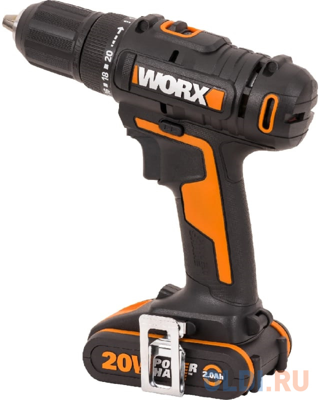 WORX Дрель-шуруповерт аккумуляторная , 50Нм, 20В, 2Ач x2, ЗУ 2А, кейс WX108