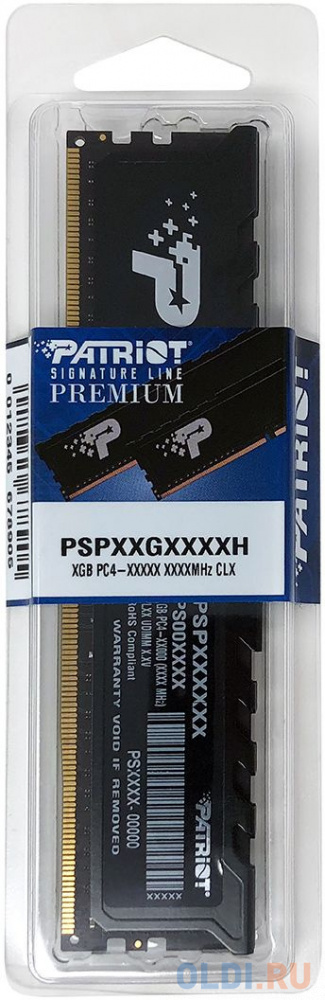 Память DDR4 16GB 2400MHz Patriot PSP416G240081H1 Signature RTL PC4-19200 CL17 DIMM 288-pin 1.2В single rank с радиатором Ret в Москвe