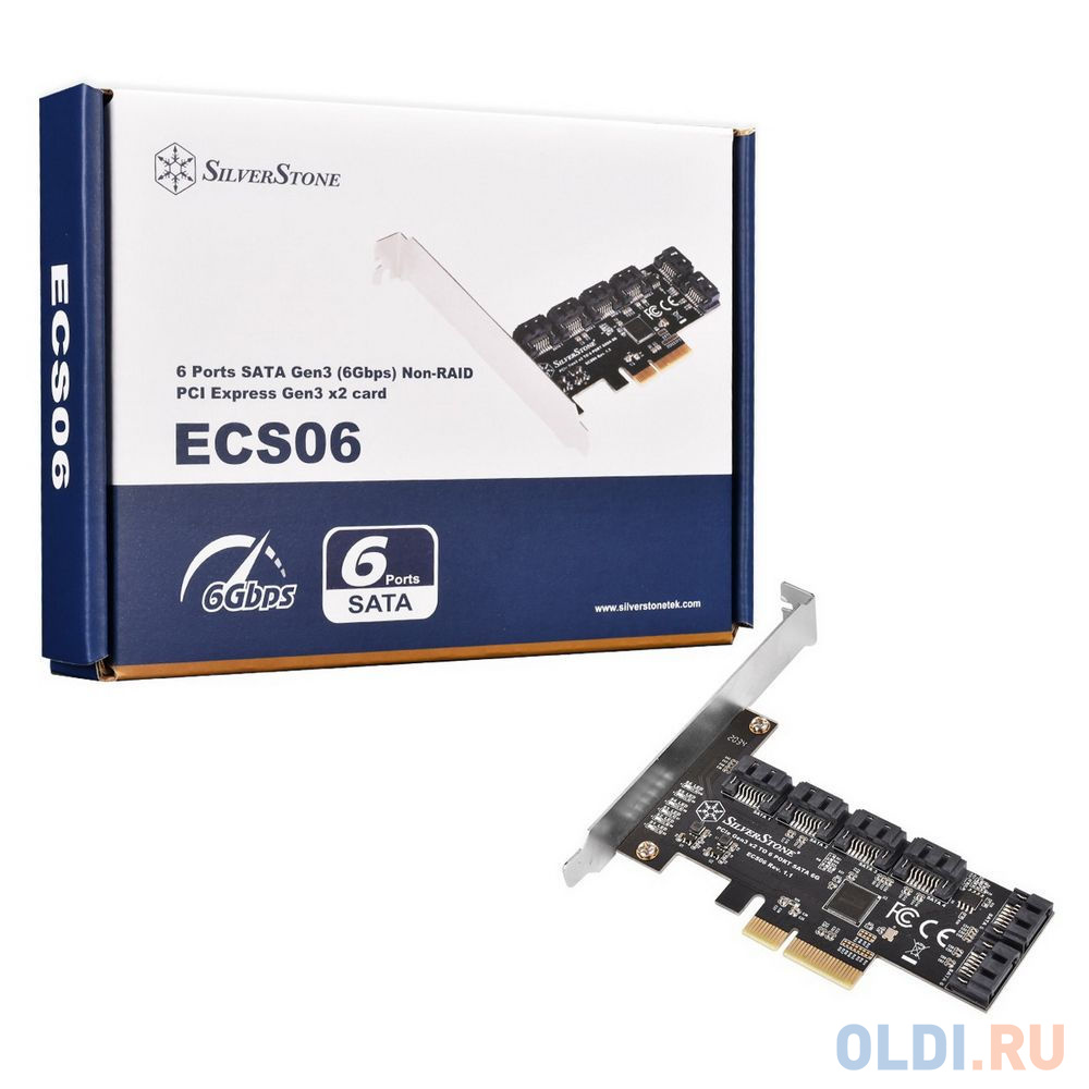 Контроллер Silverstone G46ECS060000010 6 Ports SATA Gen3 (6Gbps) Non-RAID PCI Express Gen3 x2 card