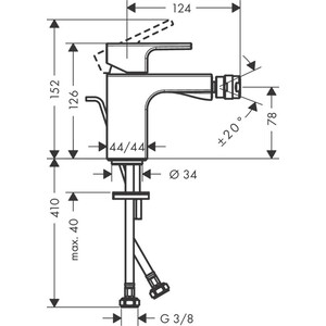 Смеситель для биде Hansgrohe Vernis Shape с донным клапаном, хром глянцевый (71211000)