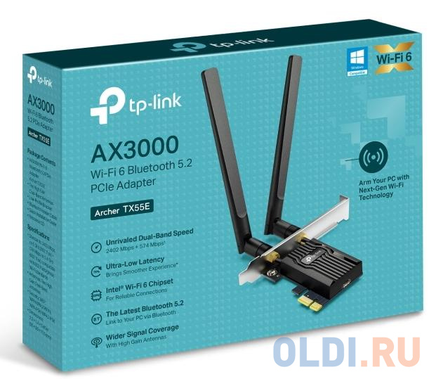 Archer TX55E AX3000 Wi-Fi 6 Bluetooth 5.2 адаптер PCI Express (687390)