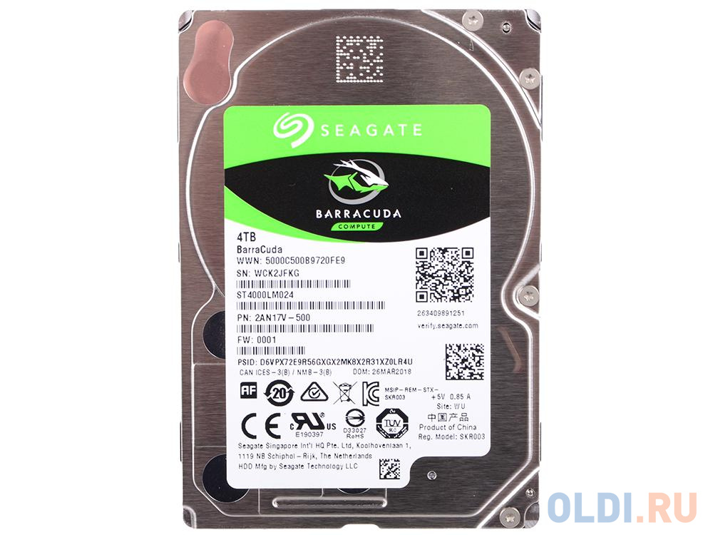 Жесткий диск для ноутбука 2.5" 4Tb 5400rpm 128Mb cache Seagate BarraCuda 2.5 SATAIII ST4000LM024 в Москвe