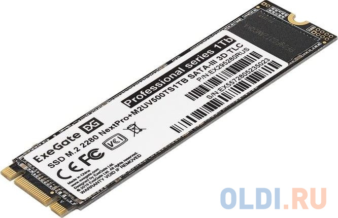 Накопитель SSD M.2 2280 1Tb ExeGate NextPro+ M2UV500TS1TB (SATA-III, 22x80mm, 3D TLC)