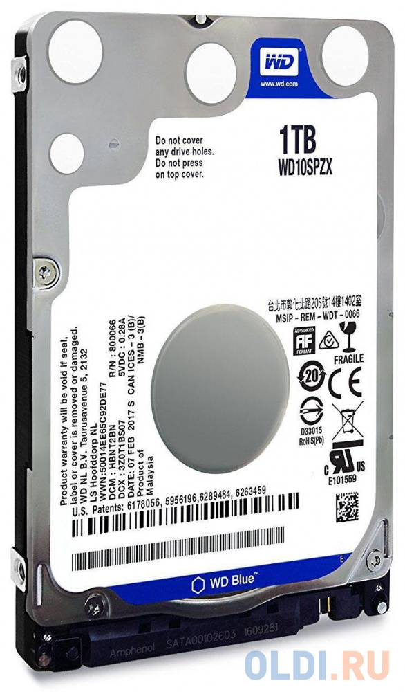 Жесткий диск для ноутбука 2.5" 1 Tb 5400 rpm 128 Mb Western Digital WD10SPZX-21Z10T0 SATA III 6 Gb/s в Москвe