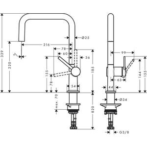 Смеситель для кухни Hansgrohe Talis хром глянцевый (72806000)