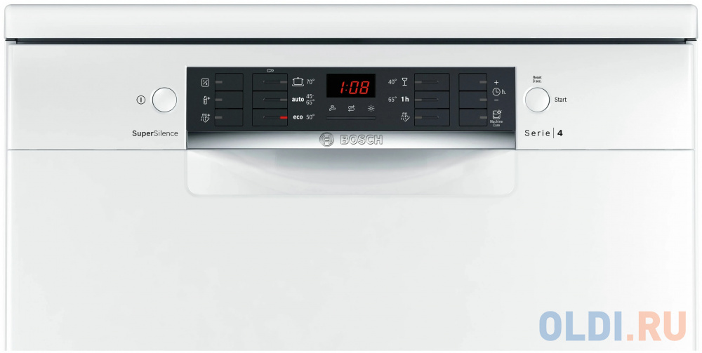Serie 4, Отдельностоящая посудомоечная машина 60см;цвет:белый; Класс A-A-A; уровень шума 46 дБ; 6 прогр.: Быстрая 65°, Эко 50°, Авто 45-65°, Хрупкое с