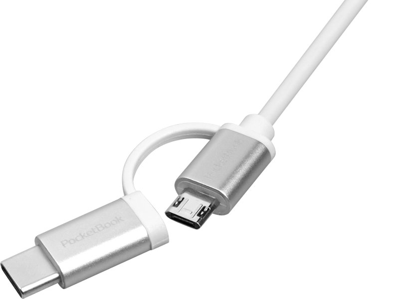 Аксессуар PocketBook USB - USB Type-C - microUSB White W-2-1-USB-C-M-A-RU