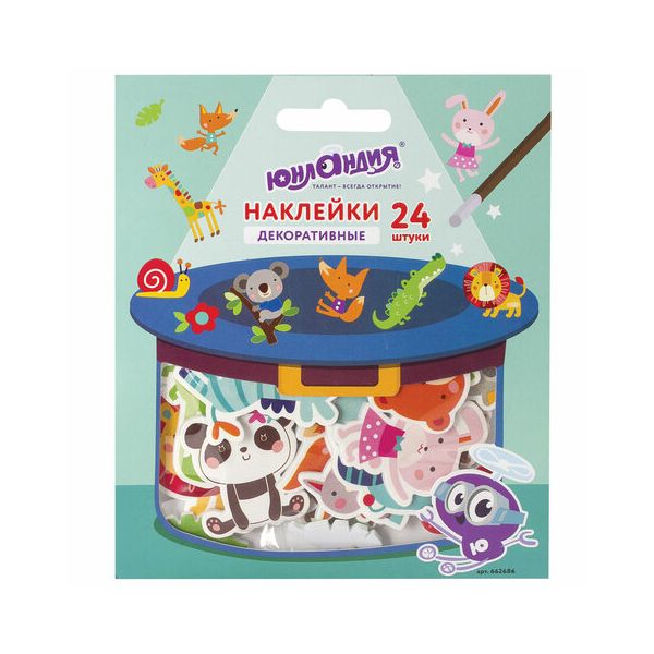 Наклейки из EVA "Зверушки", 24 штуки, ассорти, ЮНЛАНДИЯ, 662686